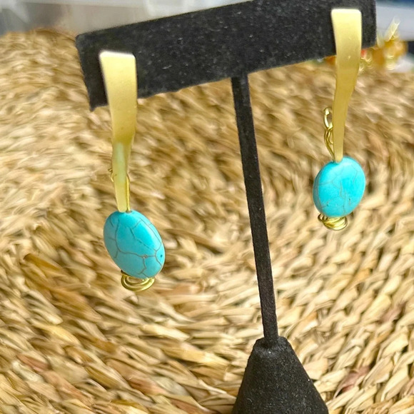 Alquimia Gold and Turquoise Earrings - Picture 1 of 7